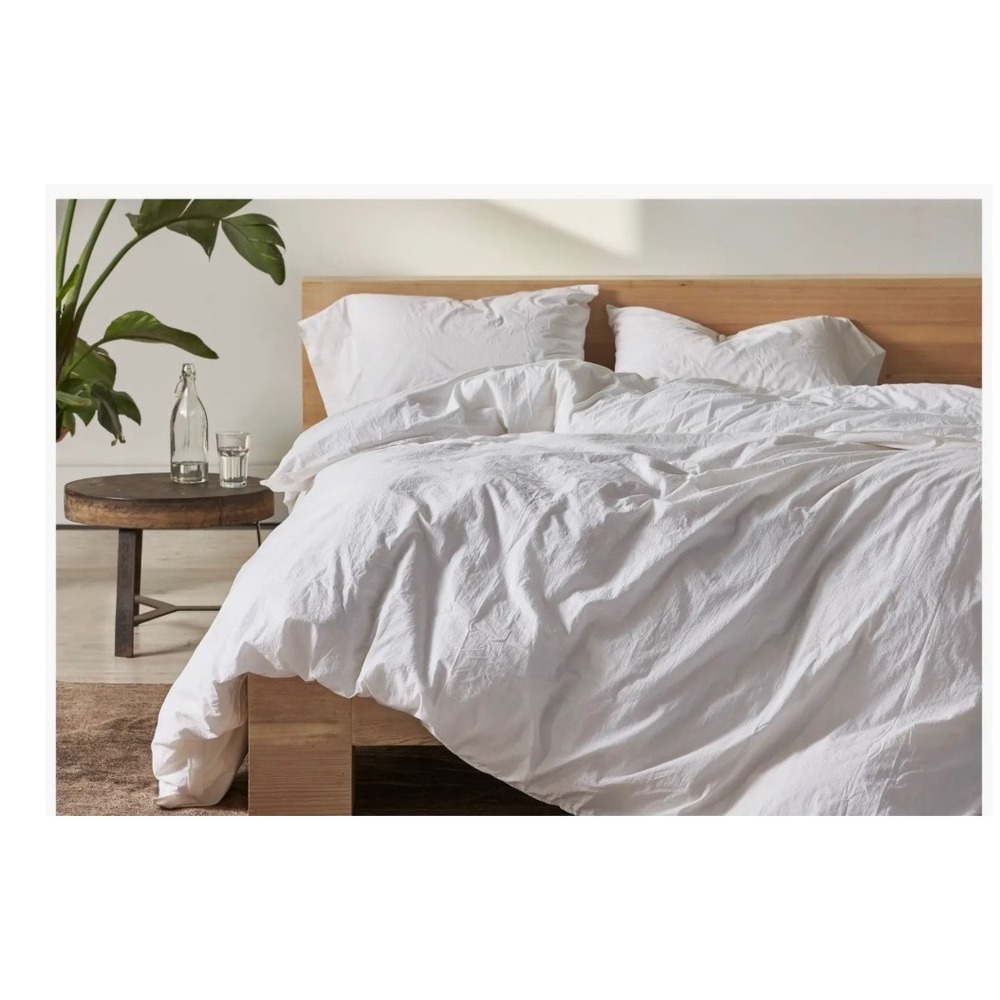 Coyuchi Organic Crinkled Percale Duvet Cover White Full Queen Bedding